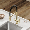 Sancos Imola SC4010ZG Смеситель для кухни с гибким изливом и краном для фильтра, цвет: полированное золото,черный