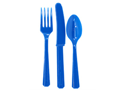 Столовые приборы пластик Royal Blue (Синий), 24 шт.