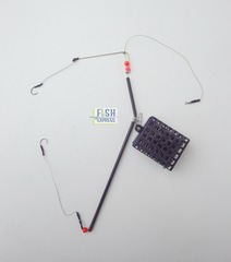 Снасть фидерная 2 крючка (№6), кормушка мет. с дном 30 г