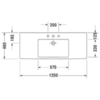 Duravit Vero 329120070 Раковина для мебели без перелива, без отв. под смес., 1250x490мм, цвет: Белый