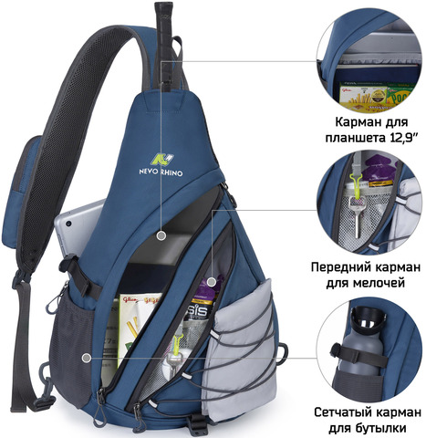 Картинка рюкзак однолямочный Nevo Rhino 9070 Sky Blue - 3