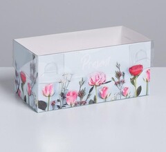 Коробка на 2 капкейка «Подарок», 16 × 8 × 7.5 см