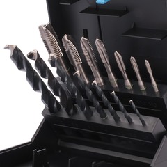 Набор метчиков машинных M3 -M12 HSSE DIN371/376 (B/4-5P, + сверла) 14пр Volkel 47856