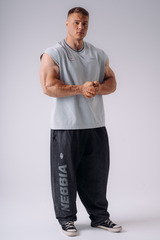 Майка NEBBIA x Olympia Muscle Cover Tank Top 947 Серая