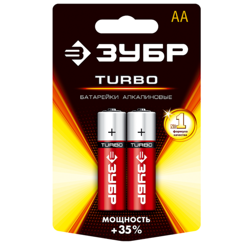 ЗУБР TURBO, АА х 2, 1.5 В, алкалиновая батарейка (59213-2C)