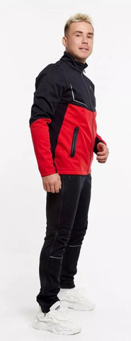 Утеплённый лыжный костюм ArsWear Black-Red Professional с лямками мужской