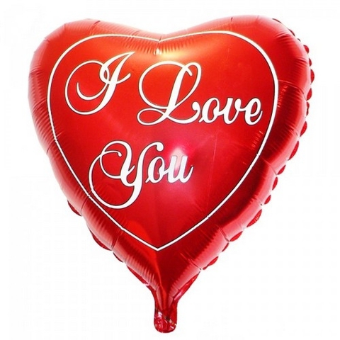 Шар F 18''/46 см, Сердце, I love you, красное, 1 шт.