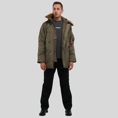 Парка Alpha Industries N-3B Logo Oxford Parka Olive Green (Зеленая)