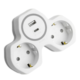 Разветвитель сетевой на 2 выхода + 2 выхода USB, с/з,, белый/серый — фото 2