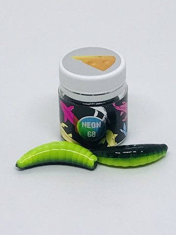 NEON 68 Maggot 46мм (6 шт ) СЫР цвет ЧЕРНЫЙ/ЛИМОН продажа от 2 шт.