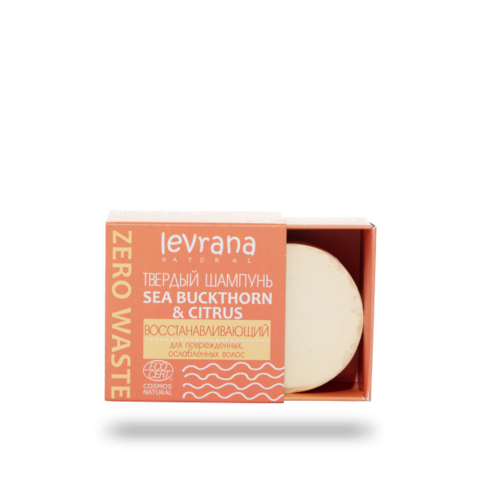 LevranaТвердый шампунь «Sea buckthorn & citrus восстанавливающий», 50 г ECOCERT COSMOS NATURAL