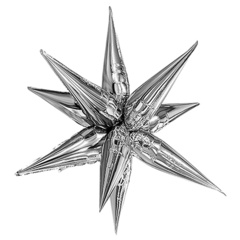 Шар Аг 26''/66 см, Звезда, составная 12 лучиков, Серебро, 1 шт.