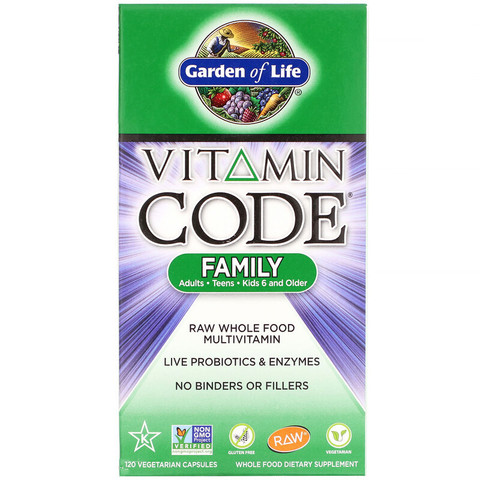 Garden of Life, Vitamin Code, для всей семьи, 120 вегетарианских капсул