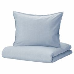 Комплект постельного белья IKEA BERGPALM (БЕРГПАЛМ), Двуспальный, Голубой, 240x220, 50x80 см