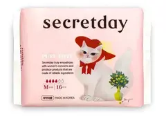 Прокладки хлопковые гигиенические M SECRETDAY Pure Love 24,5 см 16 шт
