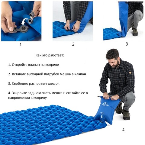 Двухместный надувной туристический коврик Naturehike FC-11