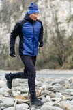 Премиальный костюм для лыж и зимнего бега Nordski Hybrid Hood Black/Blue