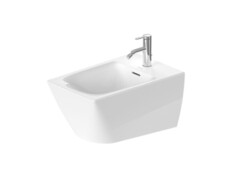 Duravit Viu 2292150000 Биде подвесное, ширина, мм-370, глубина, мм-570, форма чаши-прямоугольная, отверстия для смесителя-1, материал-керамика, крепления в комплекте, цвет-белый, с переливом, с плоскостью под смеситель, д фото
