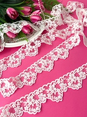 Кружево широкое, белое ажурное, для рукоделия, ширина см, длина 2 м