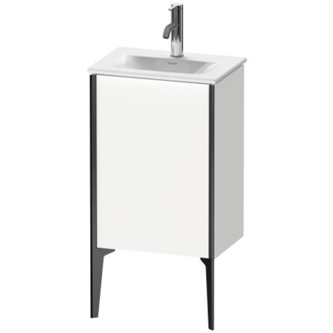 Duravit XViu XV4068LB222 Тумба подвесная 591x430x310мм под раковину # 073345, 1 дверца, (петли слева), ножки не вкл., цвет: белый глянцевый / края: чёрный матовый