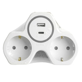 Разветвитель сетевой на 2 выхода + 2 выхода USB, с/з,, белый/серый — фото 6