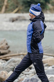 Премиальный костюм для лыж и зимнего бега Nordski Hybrid Hood Black/Blue