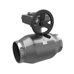 Кран стальной шаровой цельносварной LD КШ.Ц.П.Р.300.016, DN-300 PN-16, длина-730мм, полнопроходной, приварной с редуктором