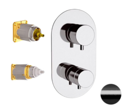 Remer Minimal Thermo NT92KBCFP Смеситель для ванны/душа термостат на 2 потока скрытый монтаж (заказывать совместно с rrbox), цвет: черный хром брашированный фото