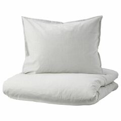 Комплект постельного белья IKEA BERGPALM (БЕРГПАЛМ), Односпальный, Серый, 150x200, 50x80 см