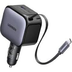 Автозарядка UGREEN EC604 (55910B) 145W Fast Car Charger с выдвижным кабелем, серый метеллик