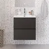 BelBagno UNO-MINI-500-2C-SO-GSO База под раковину подвесная с фрезеров. ручк. по всей длине фасада с двумя выкатн. ящ., Темно-Серый Мат., 500x395x608