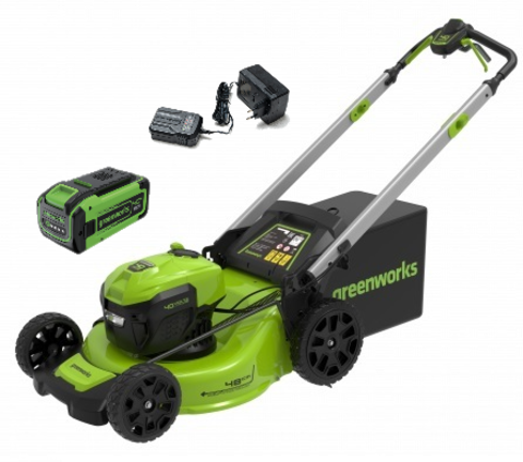 Газонокосилка аккумуляторная Greenworks GD40LM48SP, 40V, 48 см, самоходная, бесщеточная, c 1хАКБ 8 Ач и ЗУ (2517407UH)