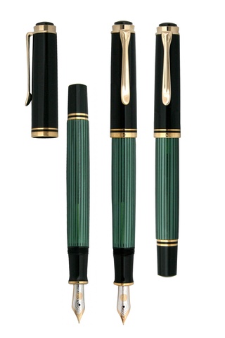 Ручка перьевая Pelikan Souverän® M400 Black and Green GT, F (994855)