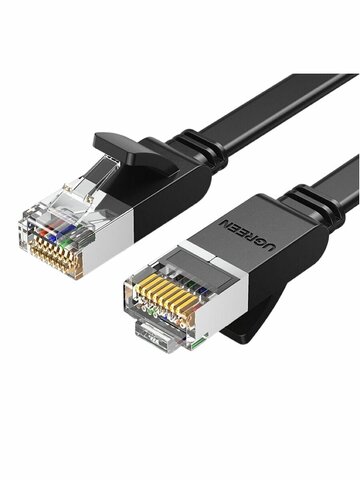 Кабель сетевой плоский  UGREEN NW101 (50183) Cat 6 U/UTP Pure Copper Ethernet Flat Cable, 0,5м, черный