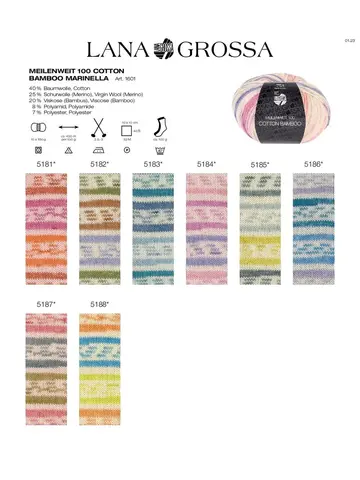 Пряжа Lana Grossa Meilenweit 100 Cotton Bamboo Marinella 5181