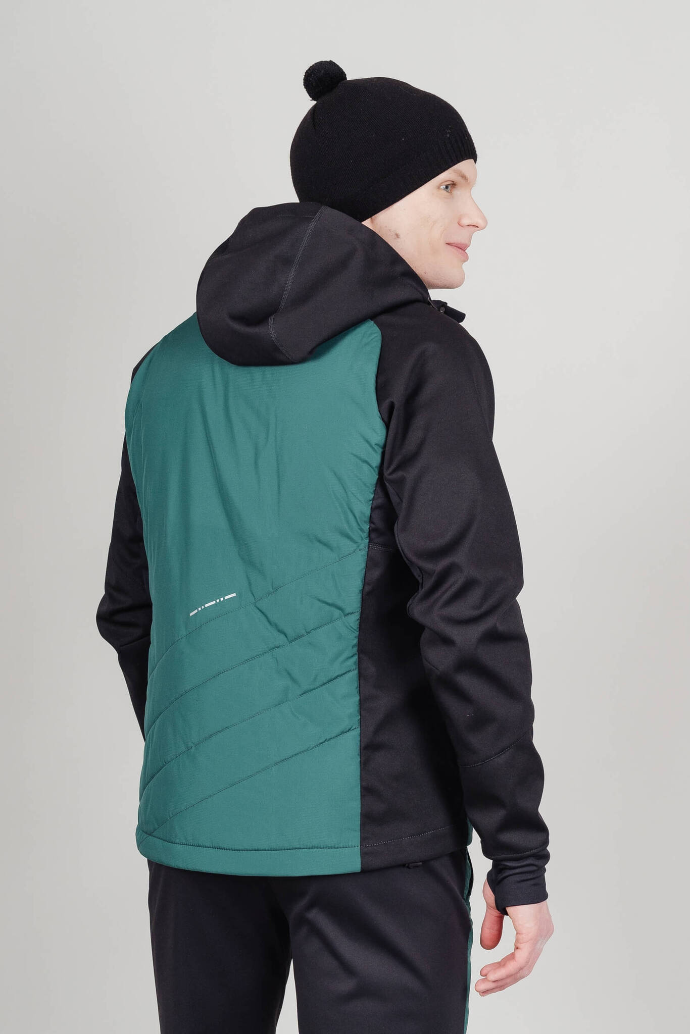 Мужской лыжный костюм с капюшоном Nordski Hybrid Pro black-alpine green - 6