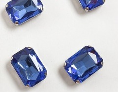 Стразы пришивные стекло в оправе "Прямоугольник", р. 18х13 мм, светло-синий