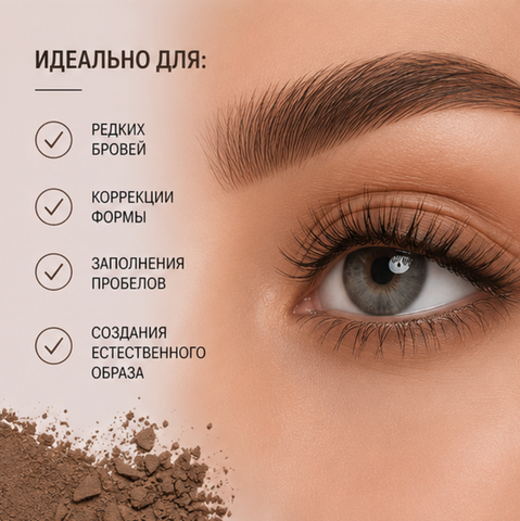Тени для бровей тон 02 brown brow powder set relouis — фото 3