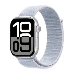 Умные часы Apple Watch Series 10 GPS, 46mm, Silver Aluminium Case with Sport Loop, Blue Cloud