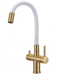 Milacio Ultra 560 MCU.560.GDW Смеситель для кухни, брашированное золото белый шланг фото