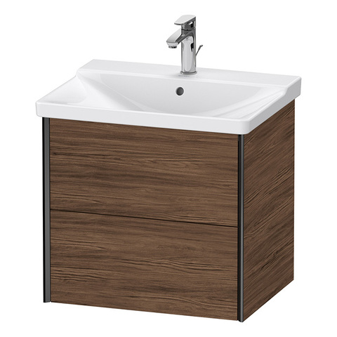 Duravit XViu XV41150B221 Тумба подвесная 565x610x469мм, для раковины #233265, 2 ящика, цвет: walnut dark/черный матовый