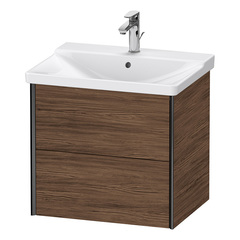 Duravit XViu XV41150B221 Тумба подвесная 565x610x469мм, для раковины #233265, 2 ящика, цвет: walnut dark/черный матовый фото