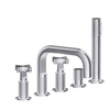Gessi Inciso 58140#149 Смеситель для ванны на 5 отверстий с изливом, переключателем, ручным душем и шлангом 1,50 м, цвет: finox
