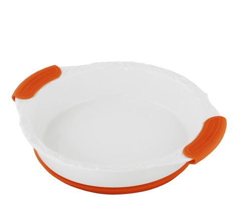 Круглое блюдо для запекания с силиконовыми ручками (36*32,5*7,5 см) - Белый - купить 1