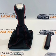 Ручка КПП и ручного тормоза на Lada Priora в коже
