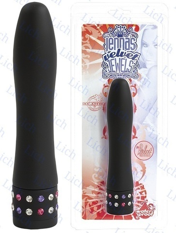 Черный вибратор VELVET JEWEL с кристаллами