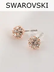 Серьги Золотые шарики с белыми кристаллами Сваровски