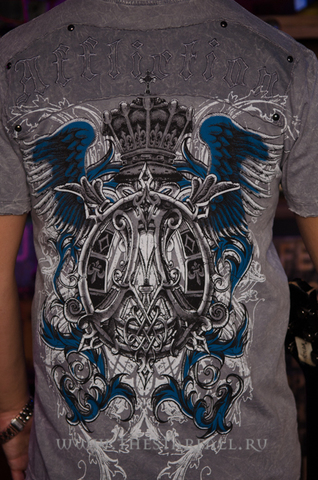 Affliction | Футболка мужская Elm Grey A4034 принт на спине