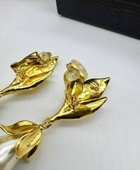 27063- Серьги клипсы из латуни с подвесками из жемчуга style by YSL