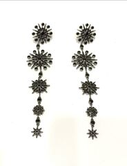 Серьги FIVE STARS с черными кристаллами в черном родии в стиле Ko Jewelry